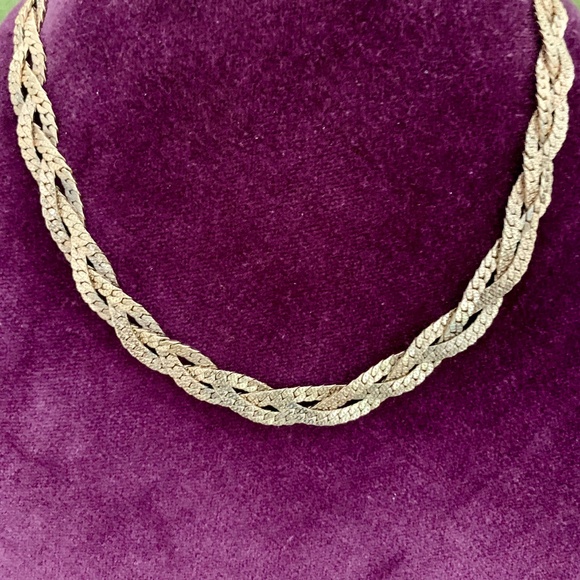 Vintage Three-Strand Braided Gold-Tone Choker Necklace - Picture 4 of 5